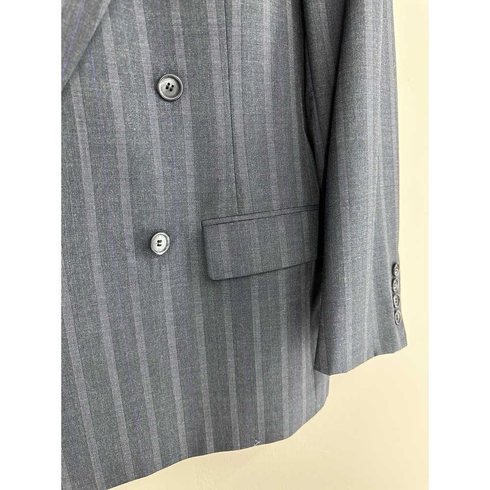 VTG 80s Alexander Julian SIZE 12 Pinstripe Navy Double Breasted 100% Wool USA - Picture 8 of 16
